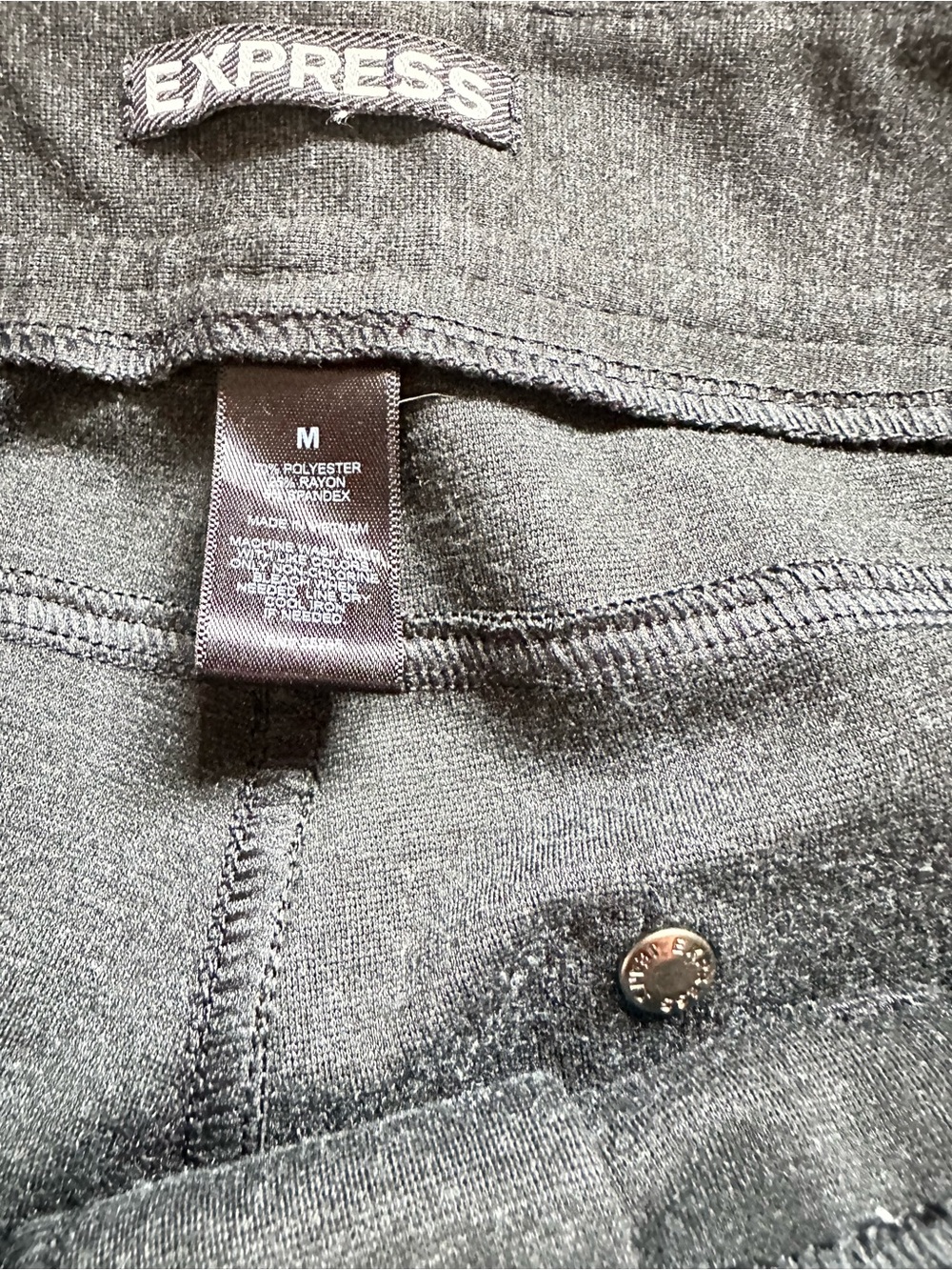 Express Dark Heather Gray Stretch Ponte Pants M Straight Leg 5 Pocket - Picture 3 of 9